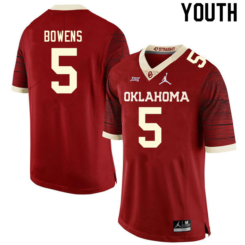 Youth #5 Micah Bowens Oklahoma Sooners College Football Jerseys Sale-Retro